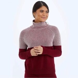 Summersalt Luxe Cashmere Blend Two Tone Burgundy Sweater